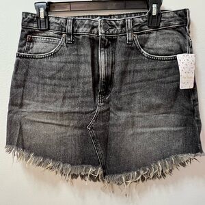 We the Free Black Denim Frayed Hem Skirt Size 30